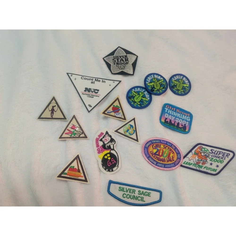 Vintage Girl Scouts Patch & Badge Lot Silver Star Troop Late 1990s - 2000